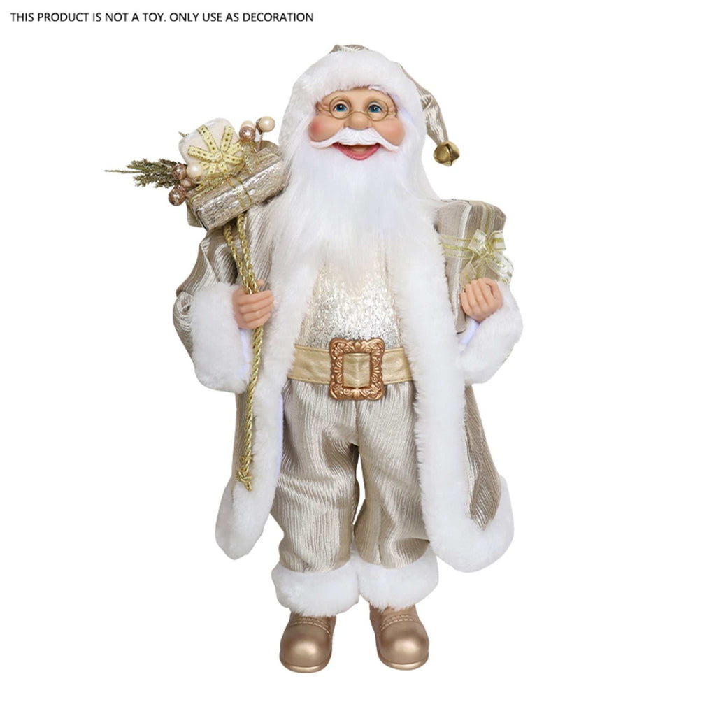 Champagne Golden Santa Claus Figurine - 18" Classic Fabric Christmas Decor