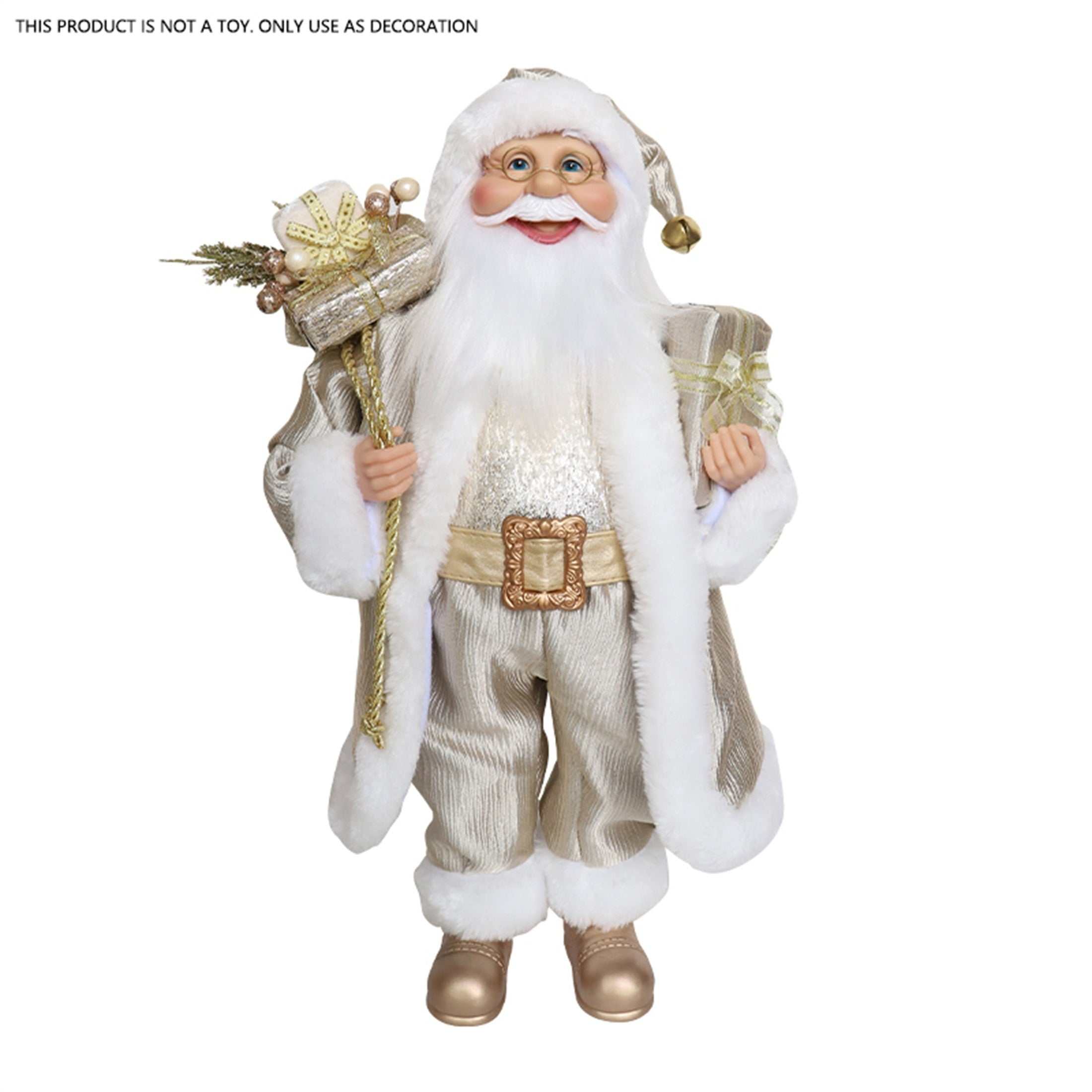 Champagne Golden Santa Claus Figurine - 18" Classic Fabric Christmas Decor