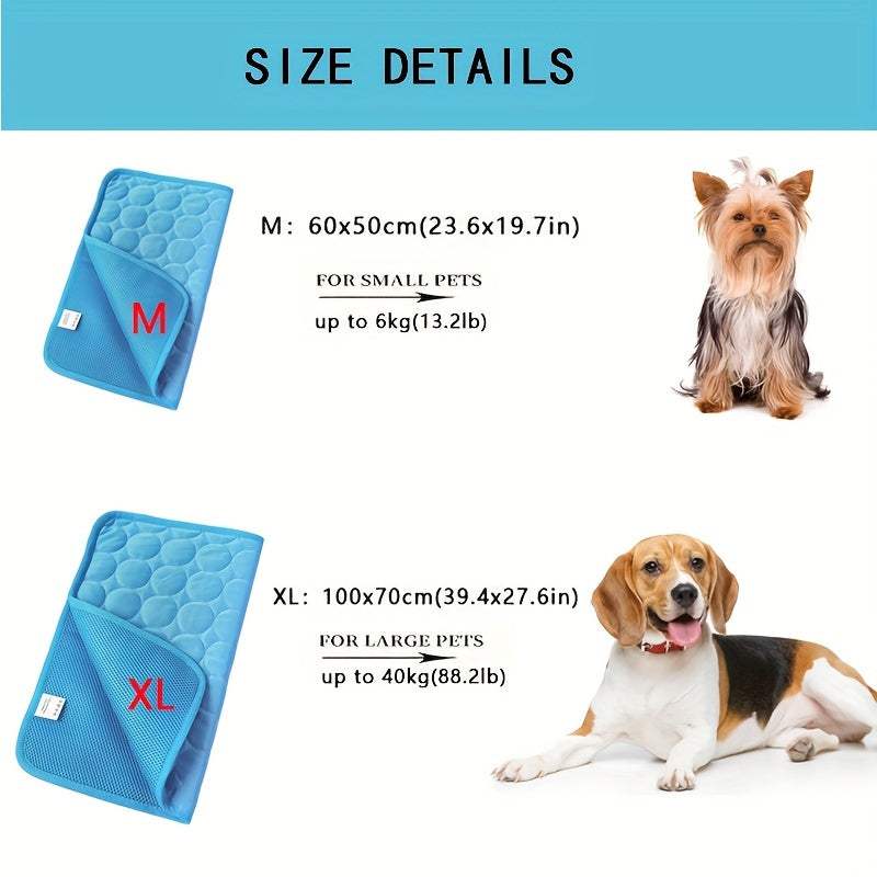 Summer Pet Ice Cushion cooling pad for small and large dogs with breathable striped polyester design