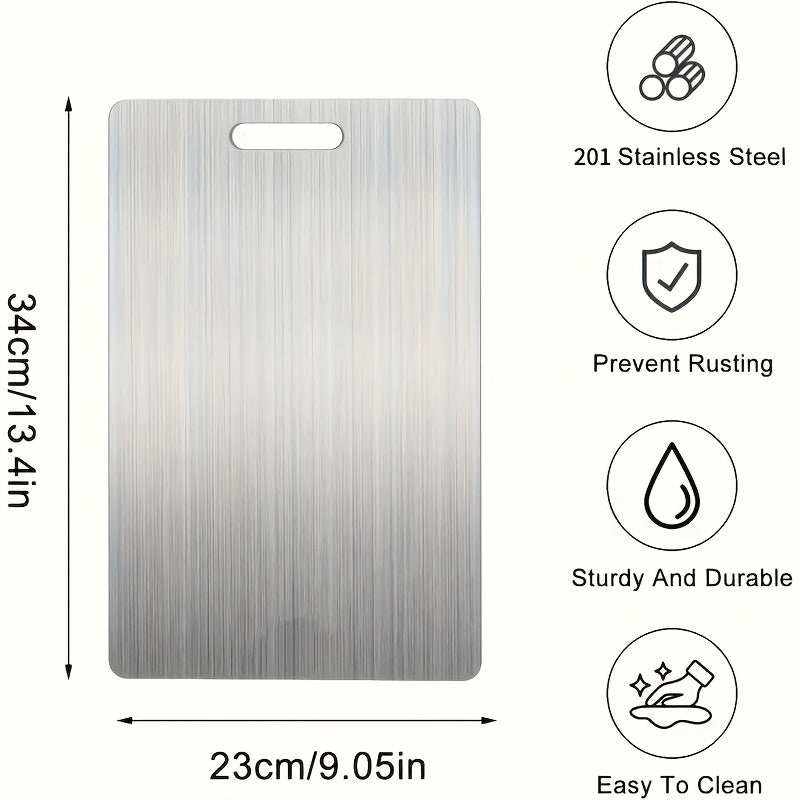Premium high-quality stainless steel chopping board, 34x23cm, durable, rust-resistant, easy to clean kitchen prep mat
