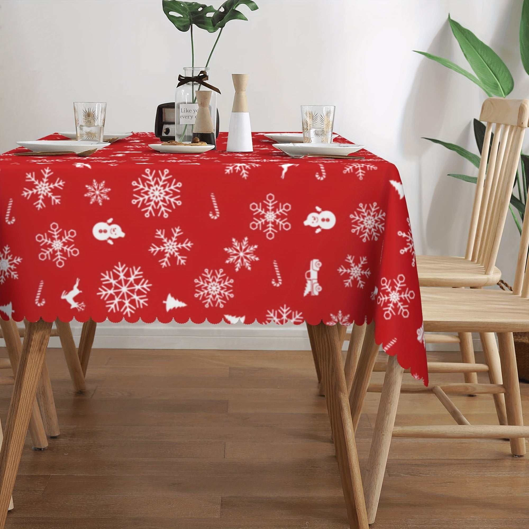 1pc, Polyester Tablecloth, Merry Christmas Table Cover