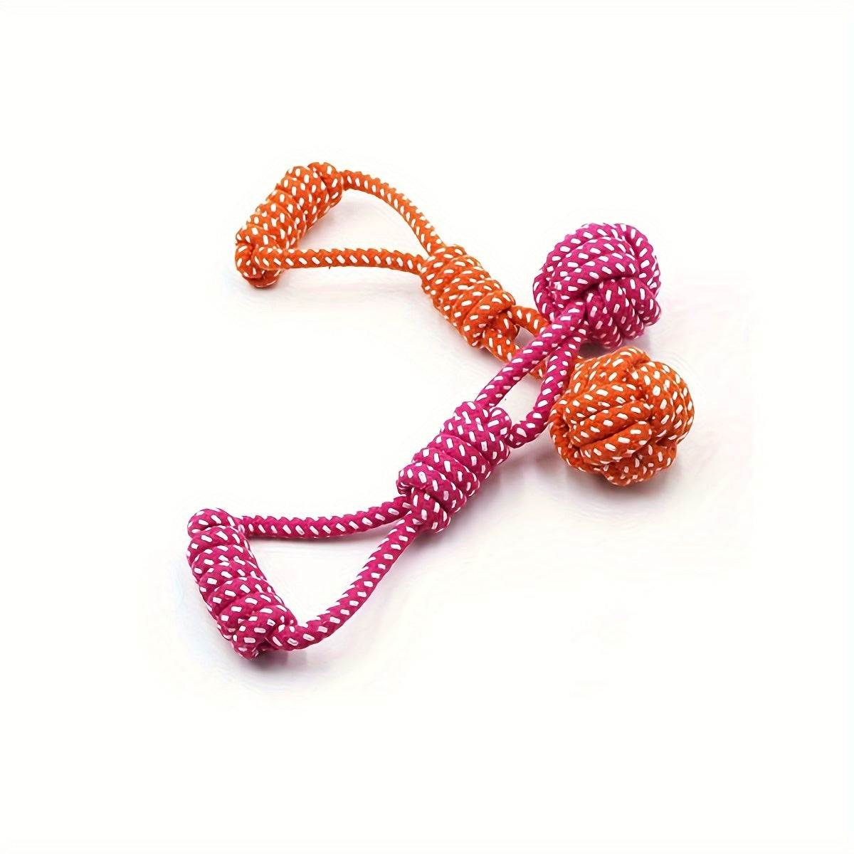 Durable dog rope toy with ball, polyester blend, chew and tug plaything for all breed dogs, available in random colors