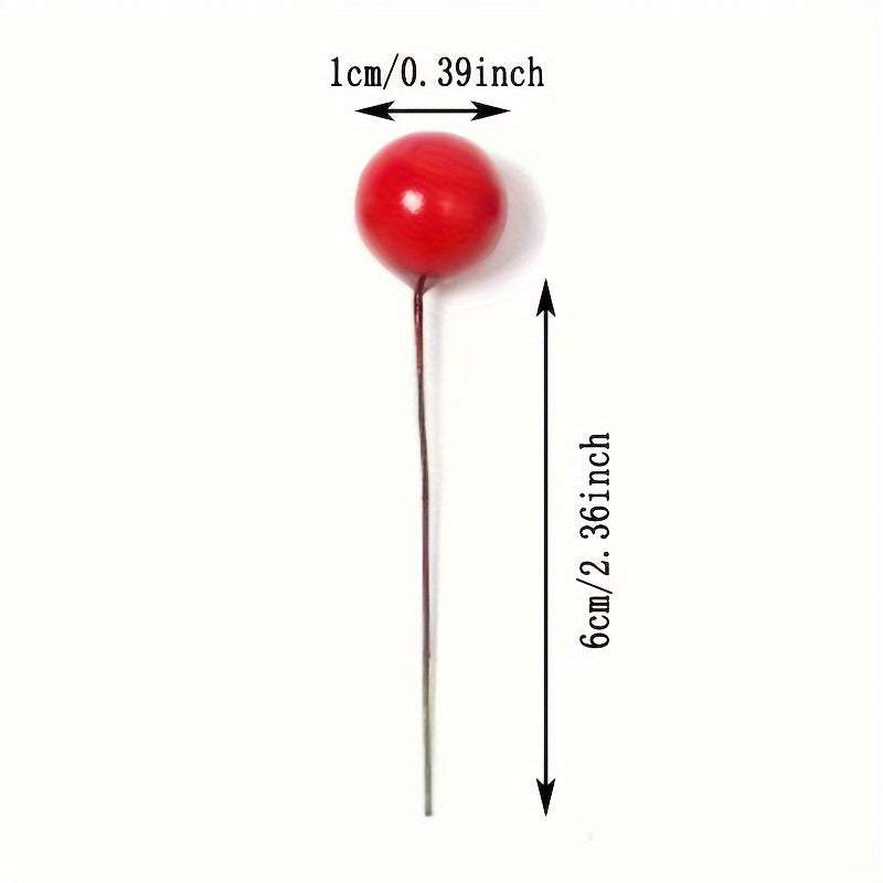 Single vibrant mixed color artificial red berry with 1cm diameter and 6cm length stem for holiday DIY decor