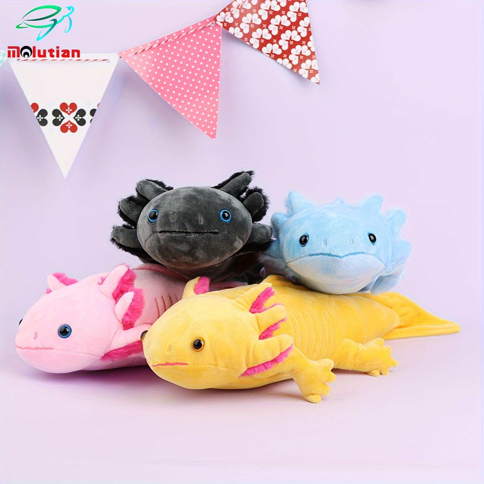 MOLUTIAN Cuddly Axolotl Plush Toy - 16.53" Realistic Cartoon Ambystoma, Soft Polyester, Perfect for Home Decor & Birthday Gifts - Available in Gray, White, Blue, Yellow, Black - Kendoro
