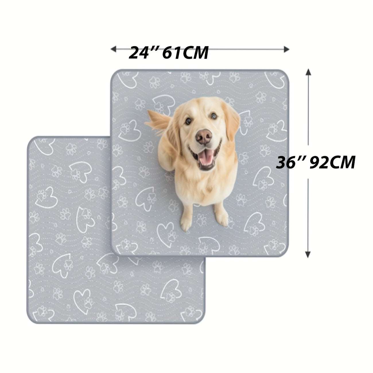 Comfortable pet mat with dog paw prints, non-slip, washable, 24x36 inch reusable dog pad for crate, car seat, floor use