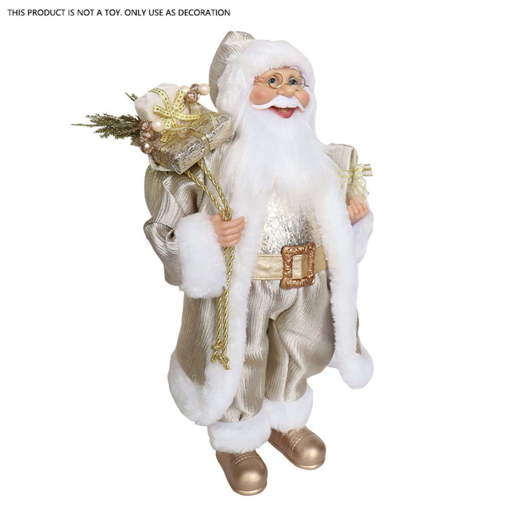 Champagne Golden Santa Claus Figurine - 18" Classic Fabric Christmas Decor