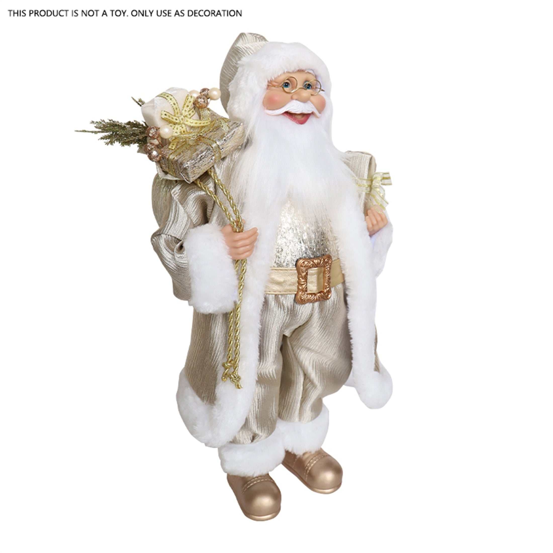 Champagne Golden Santa Claus Figurine - 18" Classic Fabric Christmas Decor