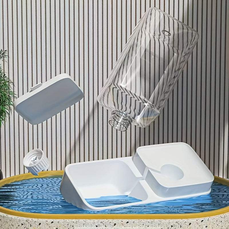 Automatic 2pcs gravity pet feeder and water dispenser set for indoor dogs with plastic self-feeding station