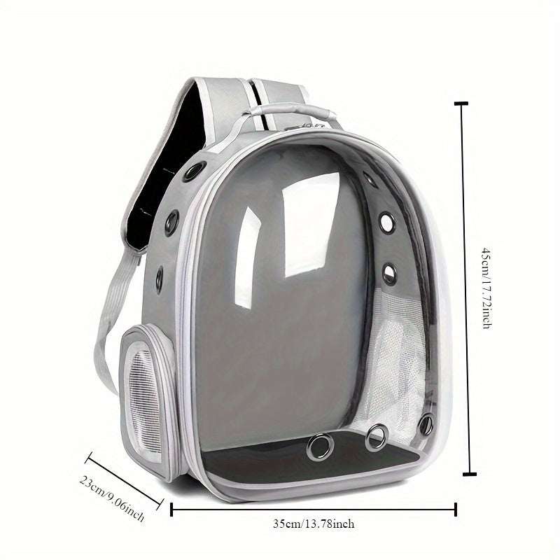 1pc Oxford Cloth Transparent Cat Backpack, Breathable Double-Shoulder Pet Carrier, Portable Cat Travel Bag, Pet Supplies - New Space Capsule Design, Unassembled - Kendoro