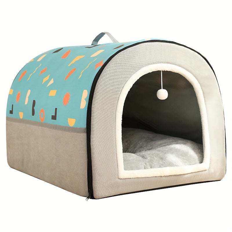 Large washable winter warm semi enclosed pet house for cats and dogs made of Oxford cloth