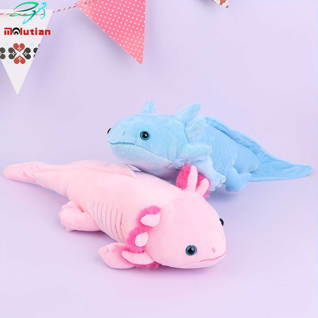MOLUTIAN Cuddly Axolotl Plush Toy - 16.53" Realistic Cartoon Ambystoma, Soft Polyester, Perfect for Home Decor & Birthday Gifts - Available in Gray, White, Blue, Yellow, Black - Kendoro