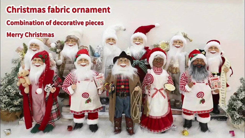 Champagne Golden Santa Claus Figurine - 18" Classic Fabric Christmas Decor
