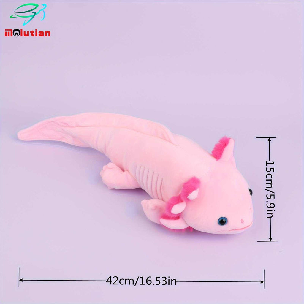 MOLUTIAN Cuddly Axolotl Plush Toy - 16.53" Realistic Cartoon Ambystoma, Soft Polyester, Perfect for Home Decor & Birthday Gifts - Available in Gray, White, Blue, Yellow, Black - Kendoro