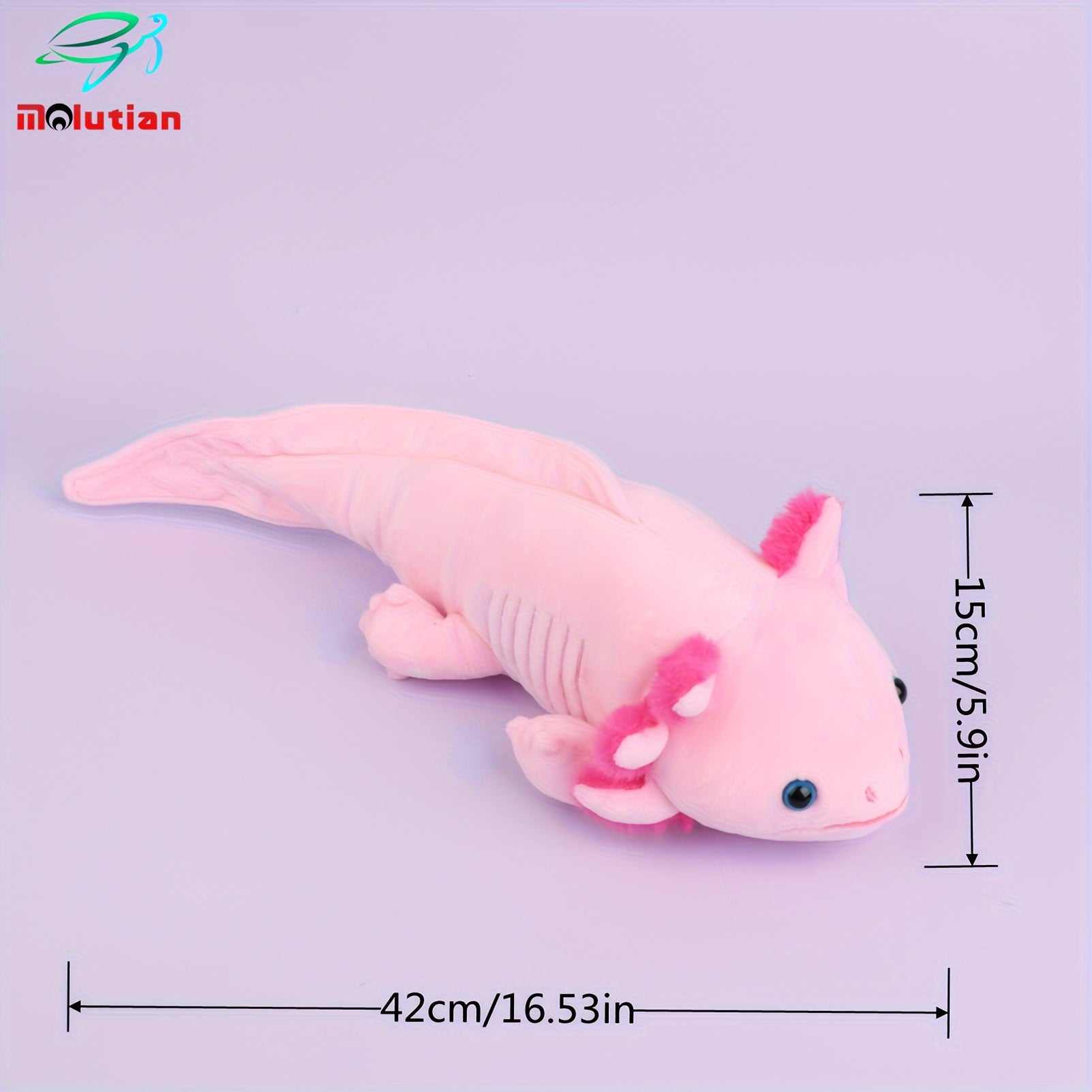 MOLUTIAN Cuddly Axolotl Plush Toy - 16.53" Realistic Cartoon Ambystoma, Soft Polyester, Perfect for Home Decor & Birthday Gifts - Available in Gray, White, Blue, Yellow, Black - Kendoro