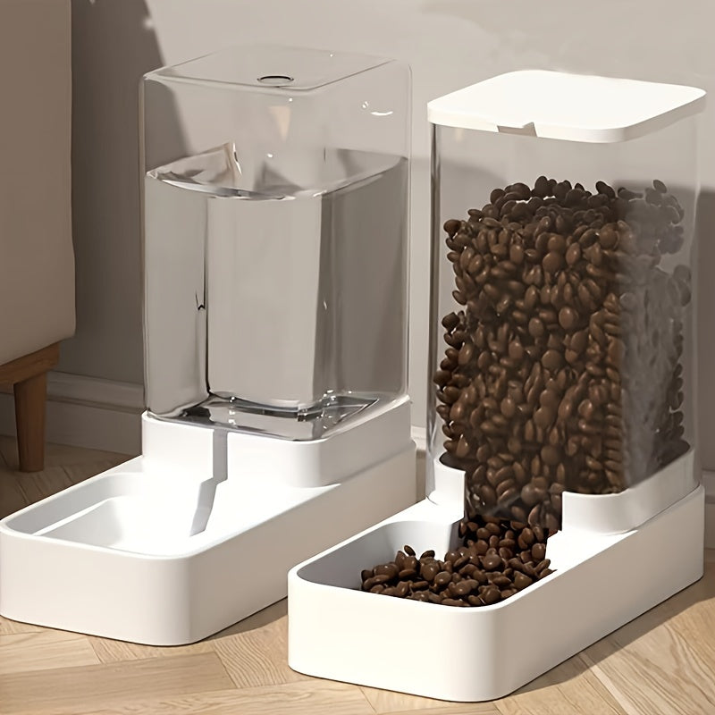 2pcs gravity pet feeder and water dispenser set automatic plastic dog food and water container for indoor dogs