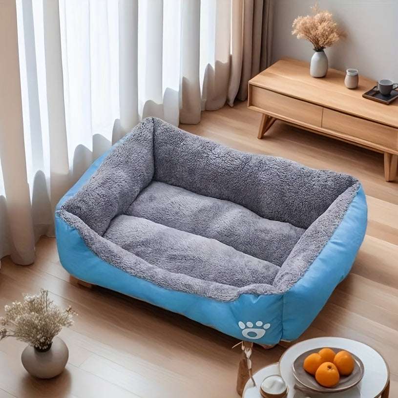 Large Washable Dog Bed with Paw Print Design - Plush, Rectangular Kennel for Cats, Dogs, and Small Animals - Durable Polyester Fiber, Available in Multiple Colors, Pet Supplies|Plush Dog Bed|Durable Kennel - Kendoro