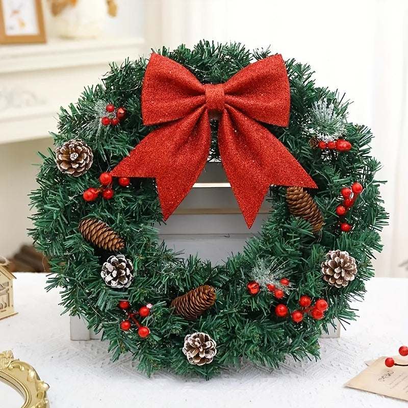 20 Inch Pre-Lit Christmas Wreath with Lights, Large Winter Wreath