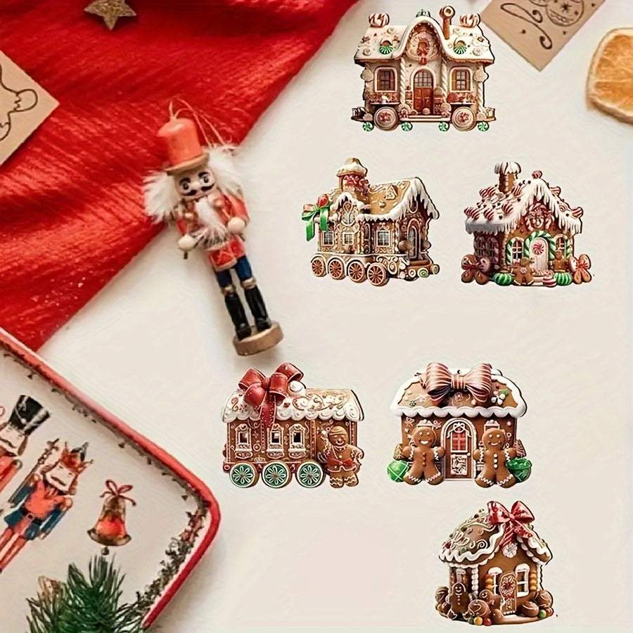 24pcs Christmas Decor Set wooden candy, gingerbread house, and tree ornaments for holiday gifting and family parties