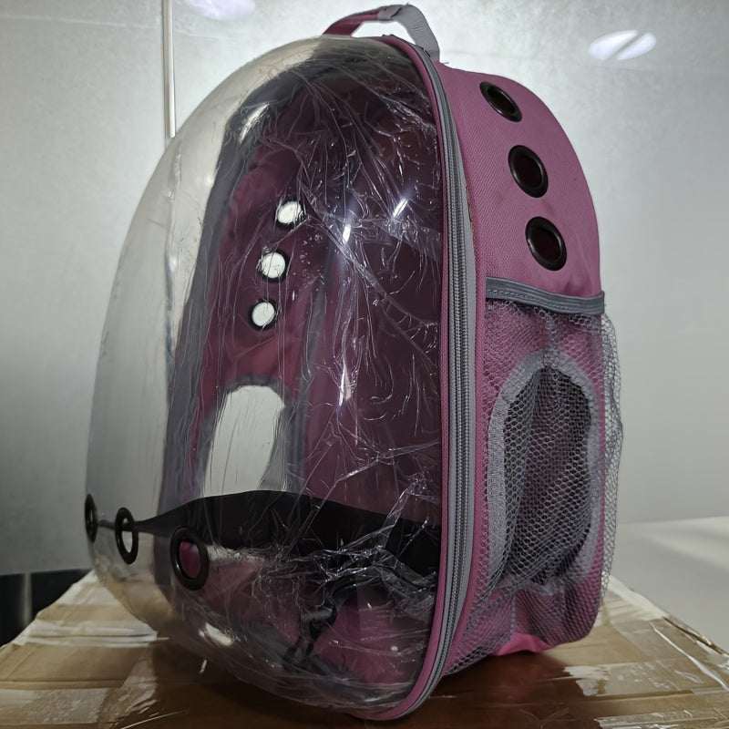 1pc Oxford Cloth Transparent Cat Backpack, Breathable Double-Shoulder Pet Carrier, Portable Cat Travel Bag, Pet Supplies - New Space Capsule Design, Unassembled - Kendoro