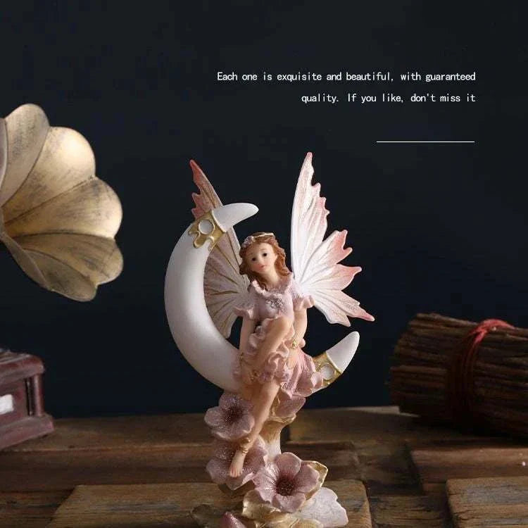 Nordic Beautiful Healing Girl Fairy Resin Ornaments Home Livingroom Desktop Figurines Decoration Study Room Sculpture Adornments - Kendoro