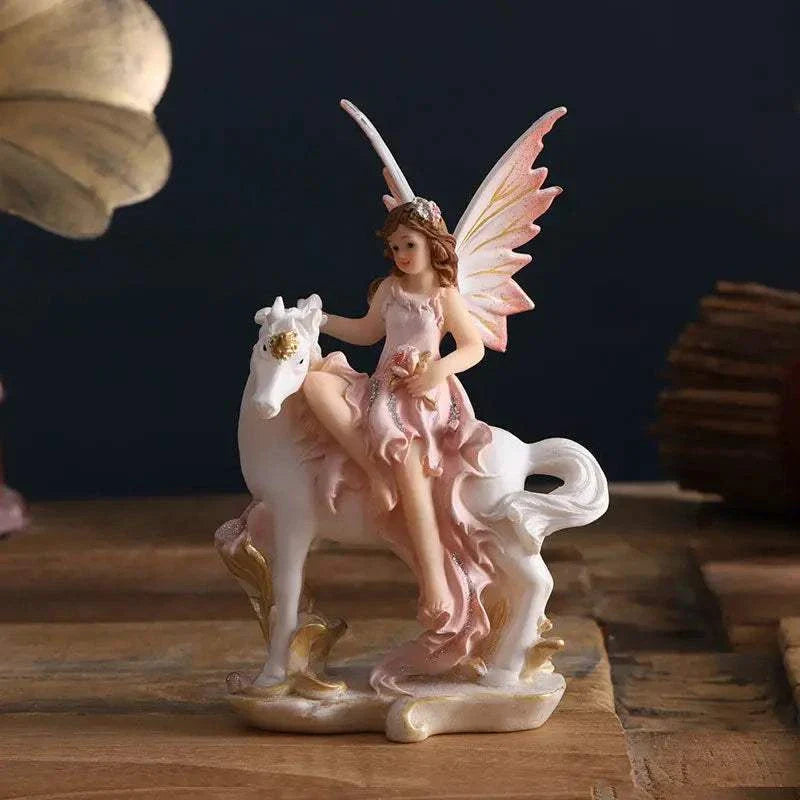 Nordic Beautiful Healing Girl Fairy Resin Ornaments Home Livingroom Desktop Figurines Decoration Study Room Sculpture Adornments - Kendoro
