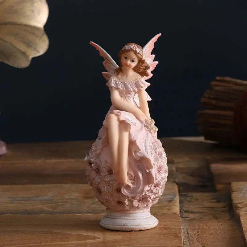 Nordic Beautiful Healing Girl Fairy Resin Ornaments Home Livingroom Desktop Figurines Decoration Study Room Sculpture Adornments - Kendoro