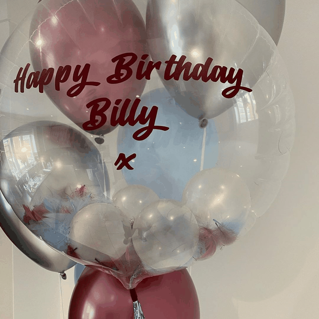 INS New Arrival transparent round floating balloon with Happy Birthday Billy text decoration