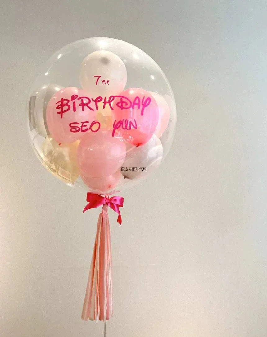 INS New Arrival transparent floating balloon with pink and white balloons inside for birthday decoration
