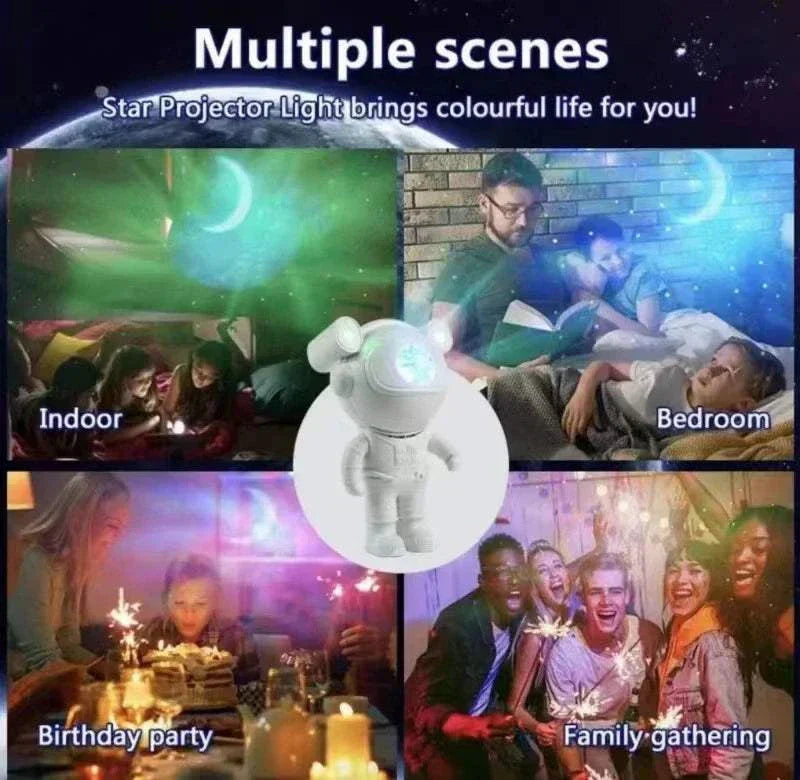 Bluetooth astronaut star projector night light with LED aurora and moon nebula effects for kids bedroom and parties Galaxy Lighting for Kids