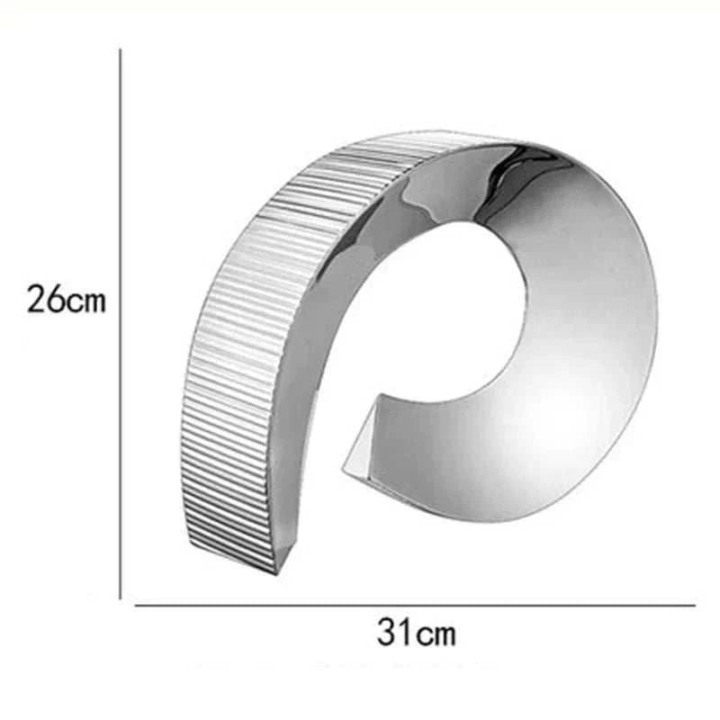 Modern stainless steel modern vase with curved abstract design for living room decoration