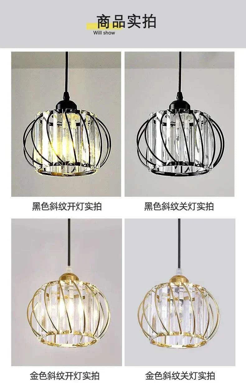 Light luxury living room modern metal pendant chandelier with LED bulb in black and gold finish