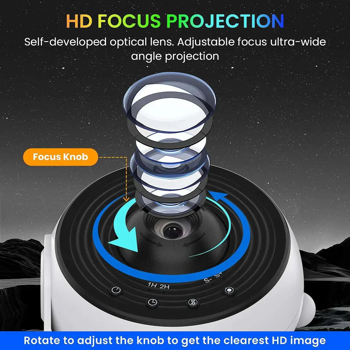 Planetarium Galaxy Star Projector with HD focus projection and adjustable focus knob for ultra-wide angle ceiling display