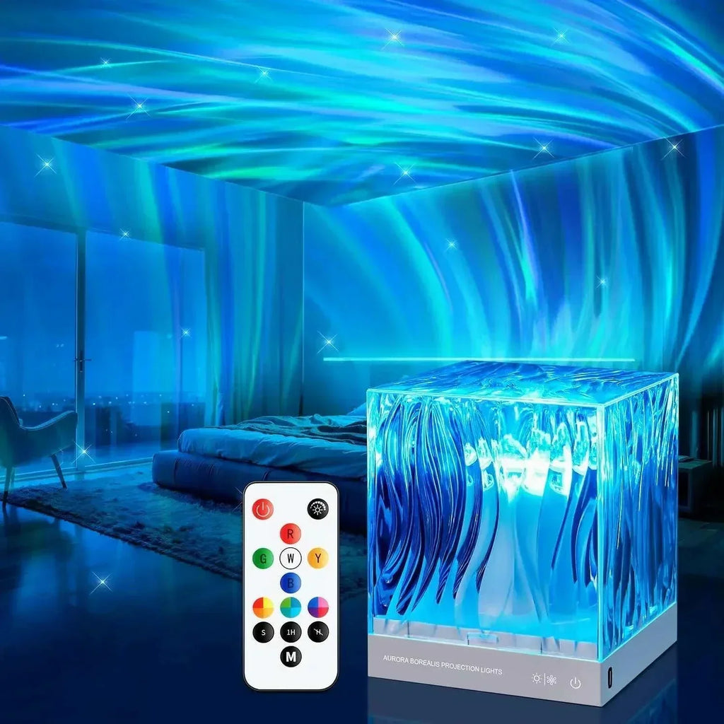Northern Light starry sky and ocean wave projector lamp with remote control for room decoration and party ambiance