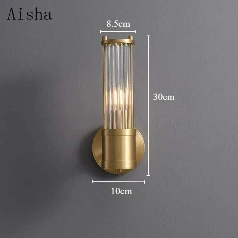 Modern luxury gold wall lamp with clear glass shade for living room and bedroom illumination
