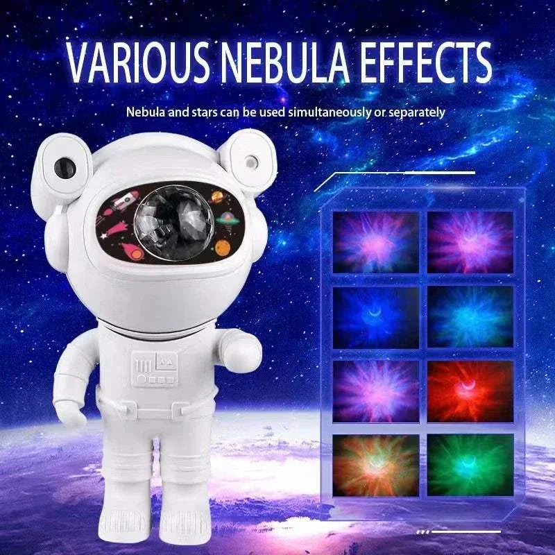 Bluetooth astronaut star projector with LED aurora and moon nebula effects galaxy lighting for kids bedroom night light