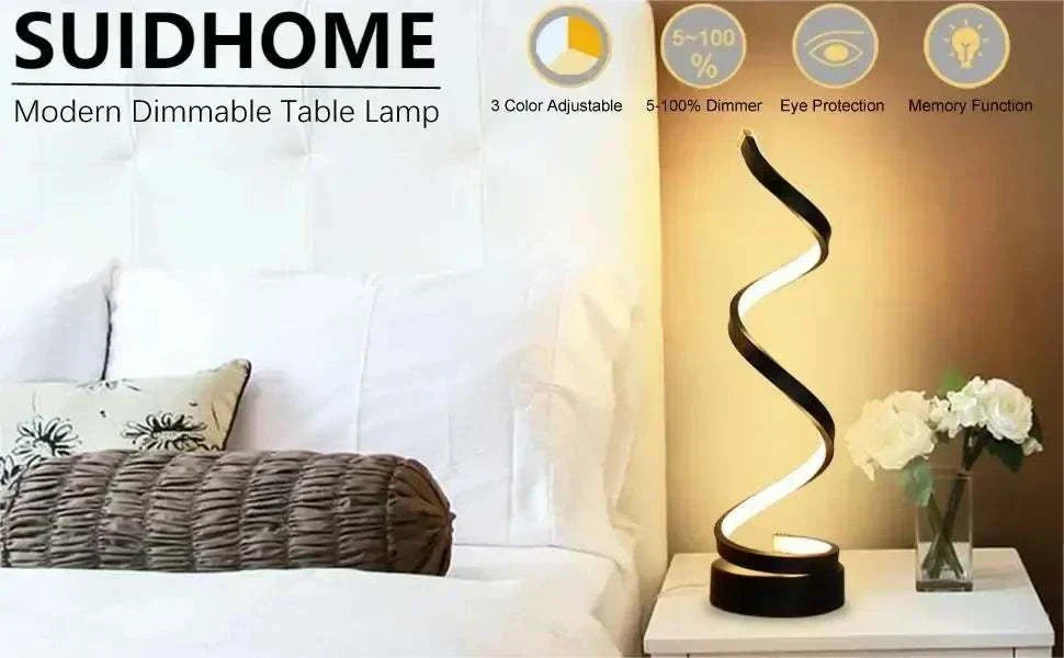 Table Lamps for Living Room,Modern Spiral Dimmable LED Table Lamp, Small Bedside Lamps, Nightstand Lamp for Bedroom Office Home - Kendoro