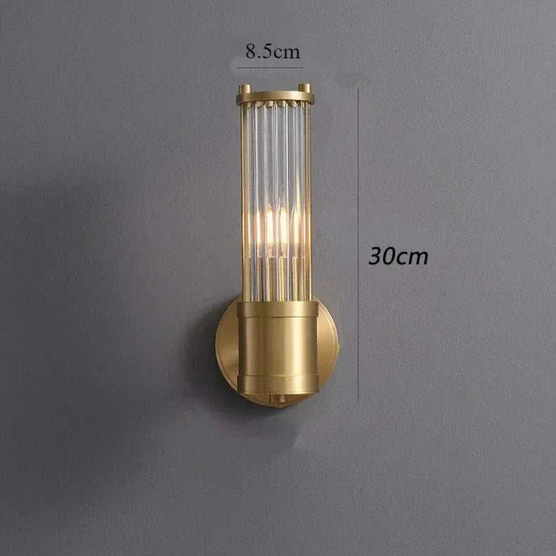 Luxury wall lamp with gold plated iron body and clear glass shade, wall-mounted modern light fixture for living room or bedroom