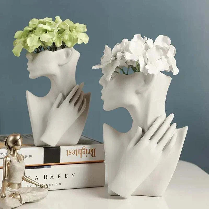 Modern woman body model vase ceramic porcelain tabletop flower pot home decor