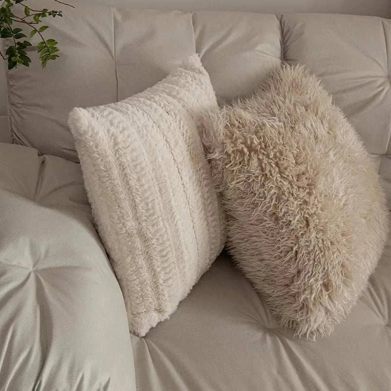 Jacquard embroidery cushion cover 45x45 luxury sofa pillow with tassel in neutral tones