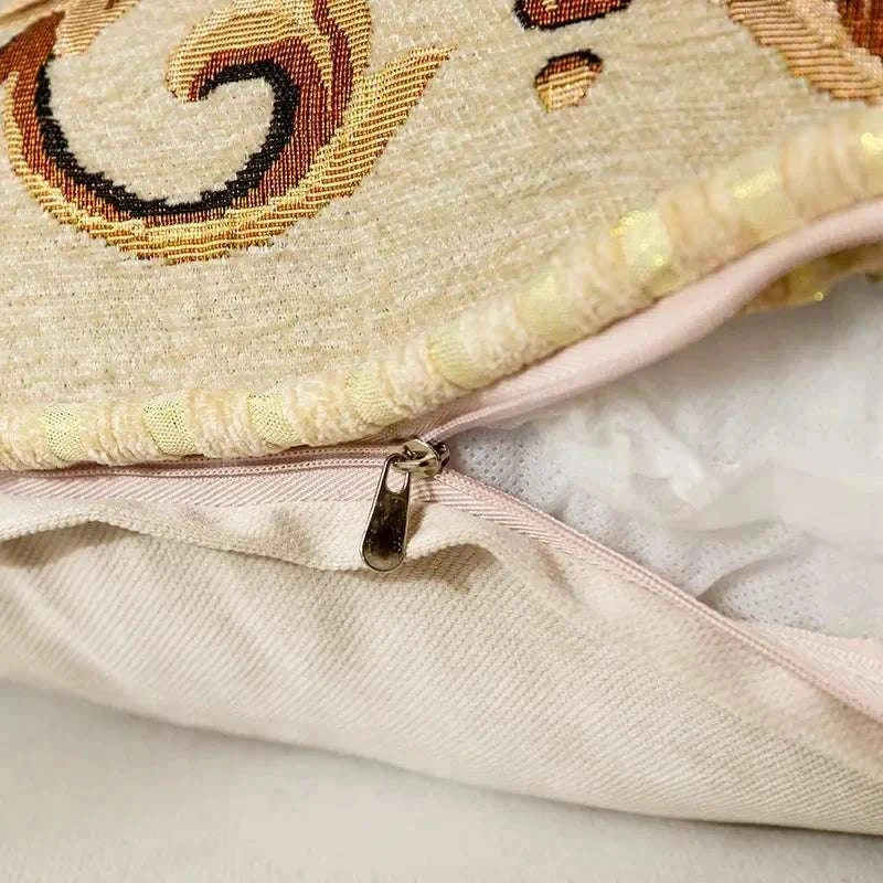 Jacquard Flower Cushion Pillowcase Retro European Style Living Room Sofa Backrest High Precision Embroidery Cushion Cover 45*45 - Kendoro