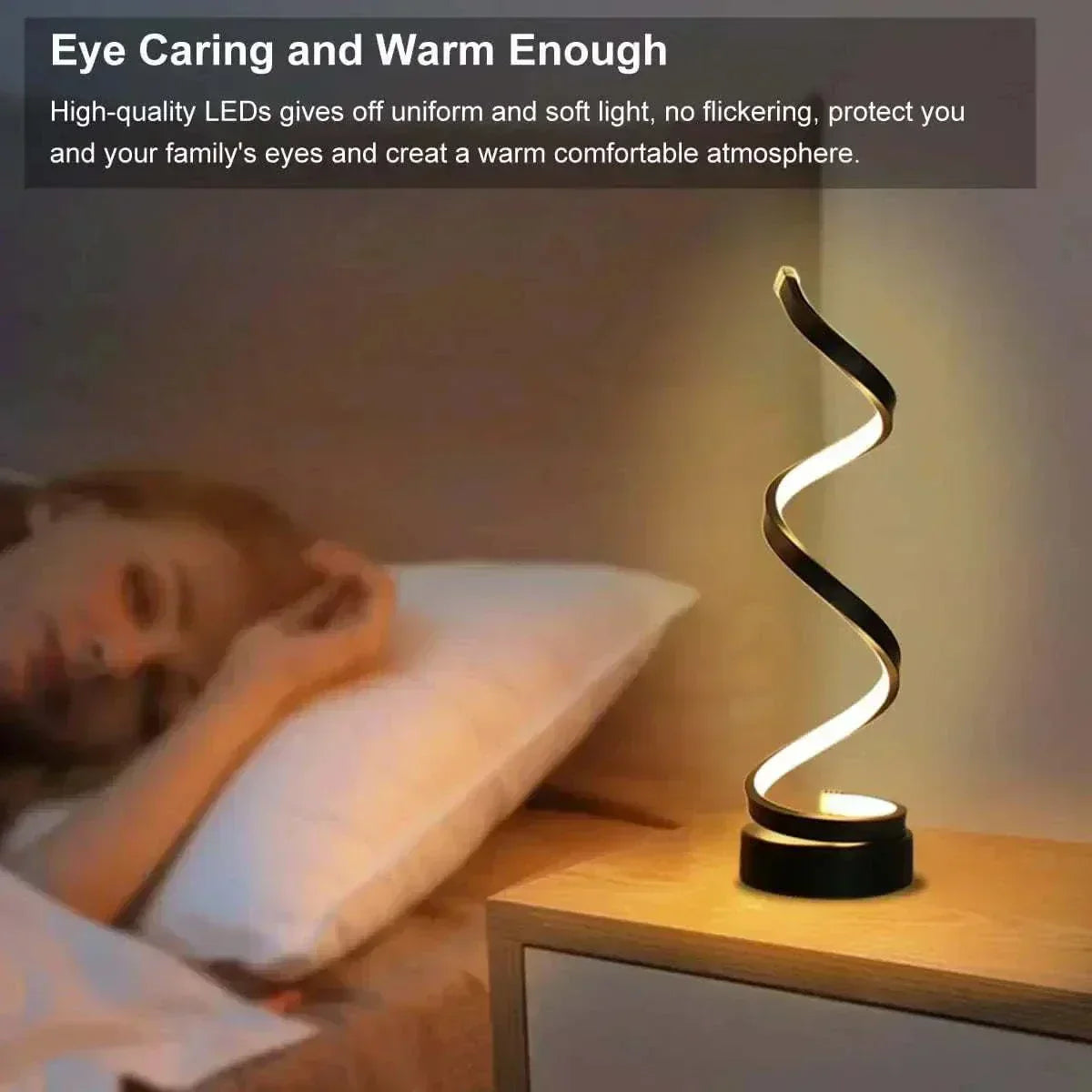 Table Lamps for Living Room,Modern Spiral Dimmable LED Table Lamp, Small Bedside Lamps, Nightstand Lamp for Bedroom Office Home - Kendoro
