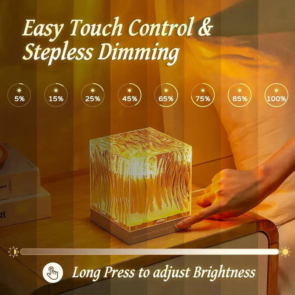 Northern Light starry sky ocean projector lamp with easy touch control and adjustable brightness for party and home decor lighting