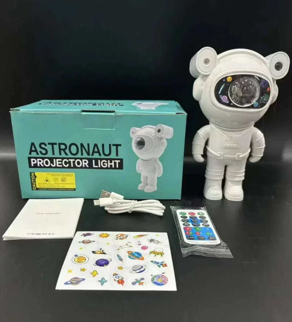 Galaxy Lighting for Kids Bluetooth astronaut star projector with LED aurora moon nebula effects and remote control.