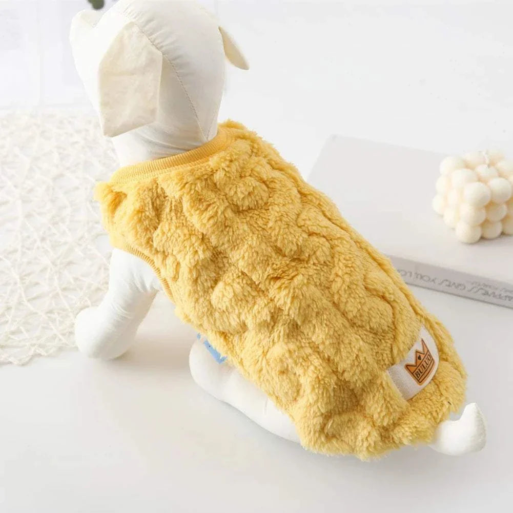 Solid Cute Wavy Double-sided Puppy Kitten Warm Coat Sweater Autumn Winter Fleece Pullover Pet Clothes for Small Medium Dogs Cats - Kendoro