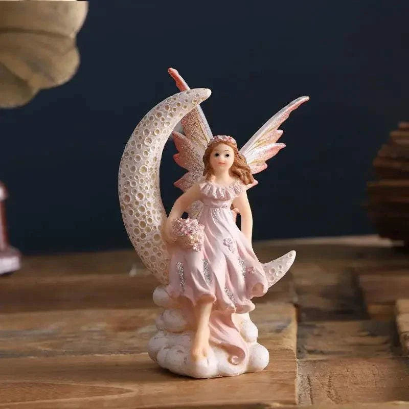 Nordic Beautiful Healing Girl Fairy Resin Ornaments Home Livingroom Desktop Figurines Decoration Study Room Sculpture Adornments - Kendoro