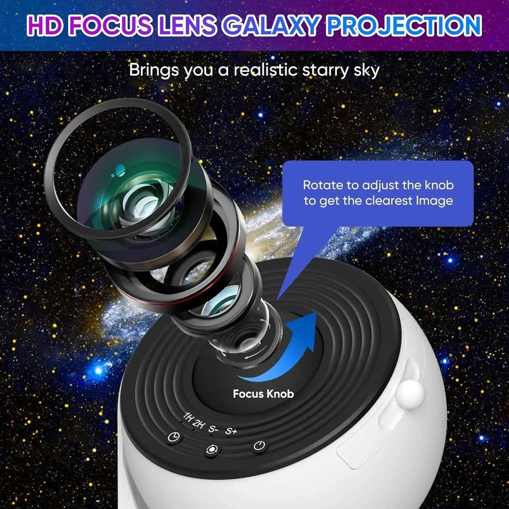 Galaxy projector for bedroom with HD focus lens projecting realistic starry sky, LED night light lamp for home decor