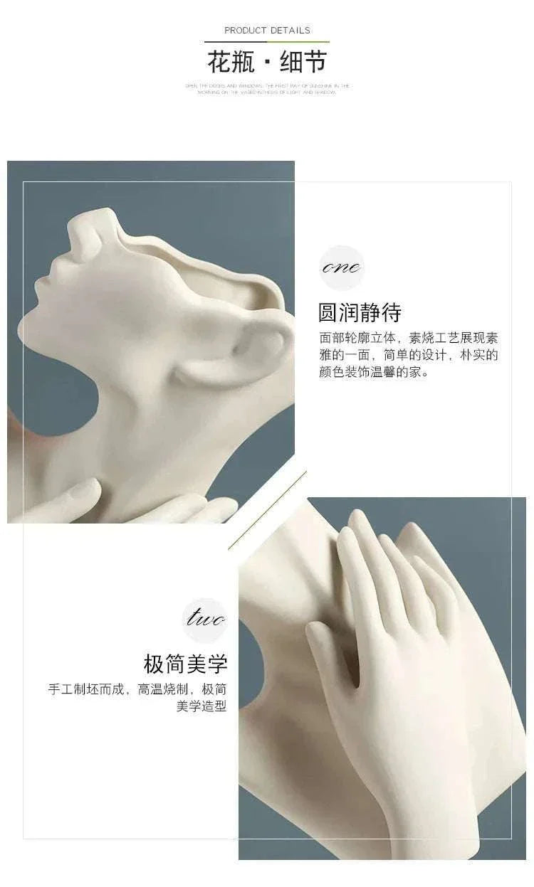 Modern Nordic style ceramic woman body model vase for home decor and flower display