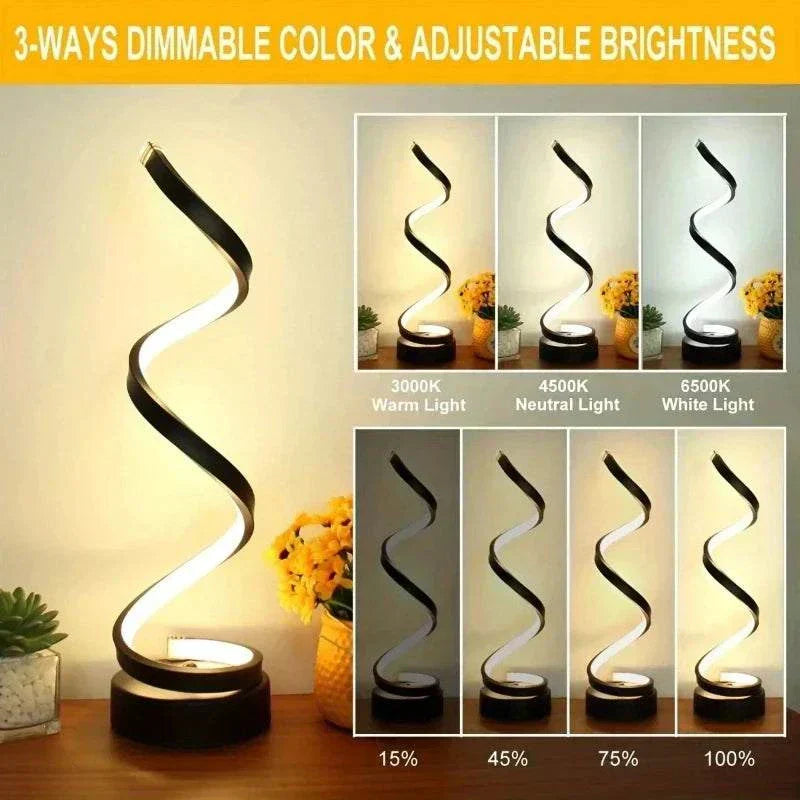 Table Lamps for Living Room,Modern Spiral Dimmable LED Table Lamp, Small Bedside Lamps, Nightstand Lamp for Bedroom Office Home - Kendoro