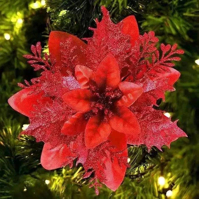 Glitter Christmas flowers Mreey Christmas Tree Decoration Happy New Year Ornaments Xmas Fake Flowers natal - Kendoro
