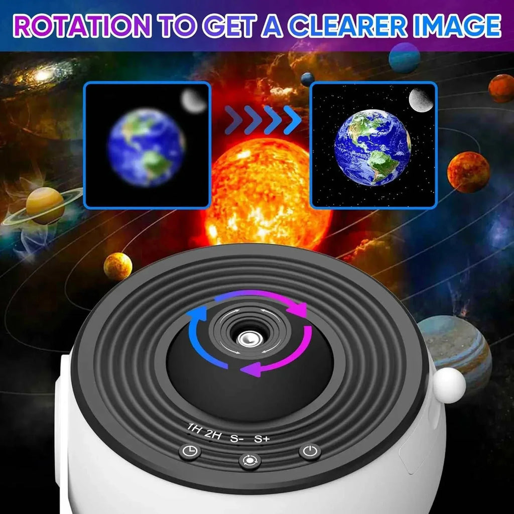 LED galaxy projector for bedroom with rotating planetarium and space-themed ceiling lamp for kids and adults room decor